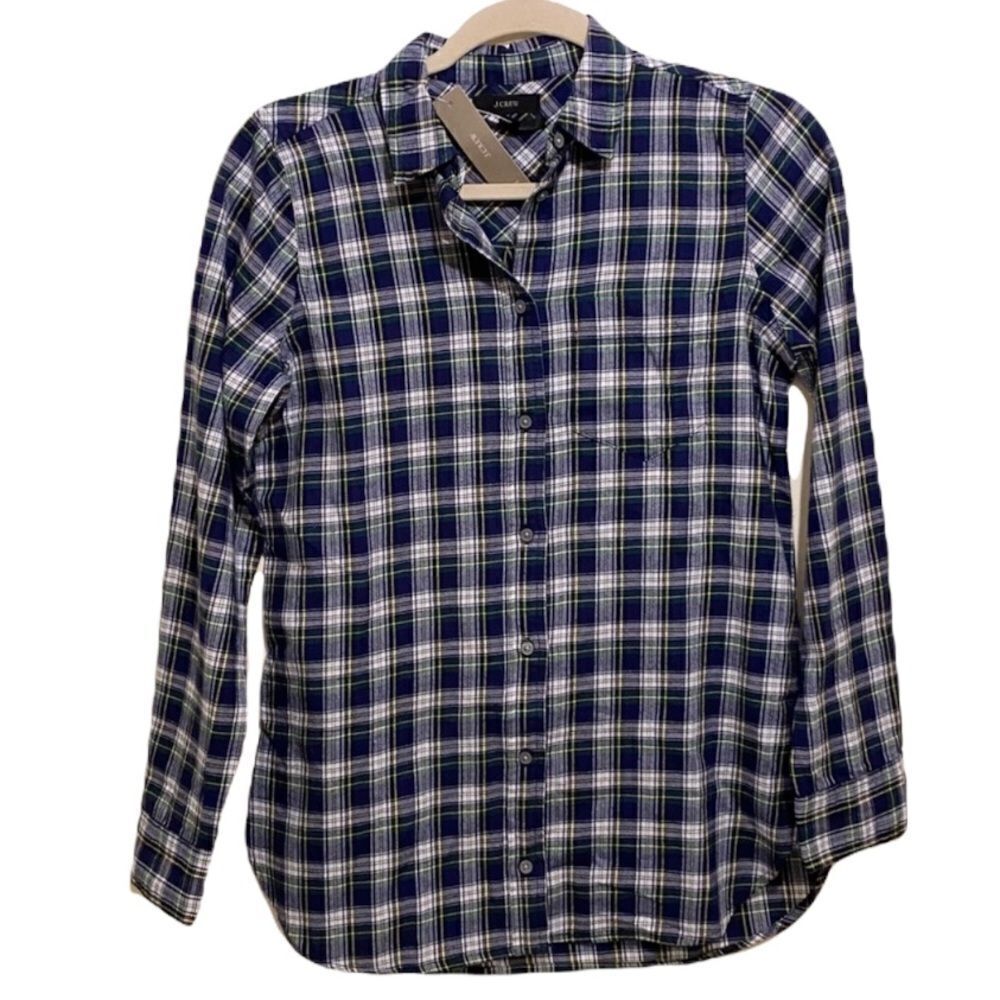 J. Crew cotton plaid shirt. Size 0